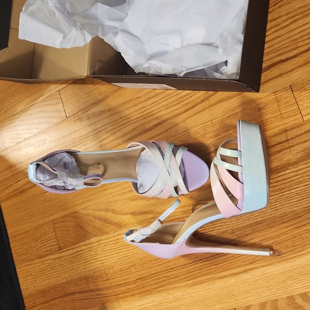 High 6" Stilleto Heel Pastel Ombre 10 NEW